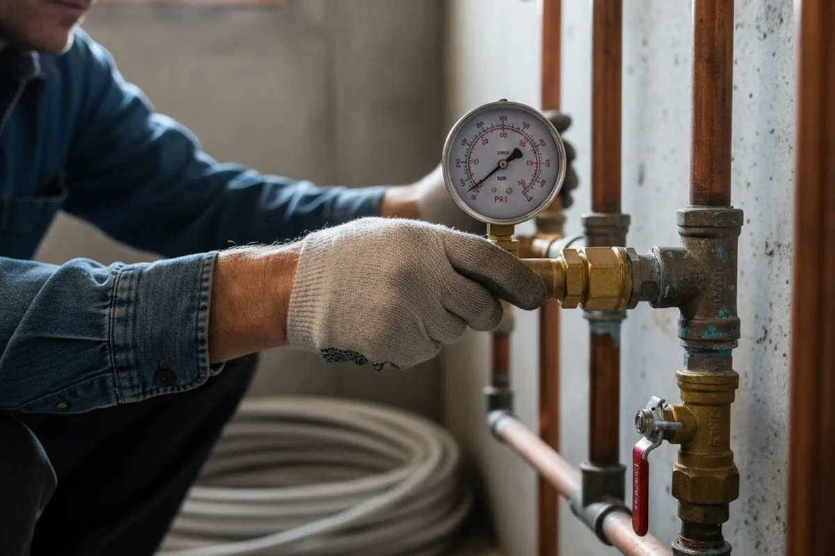 Pressure testing a repaired line during Water Line Repair in Dewey